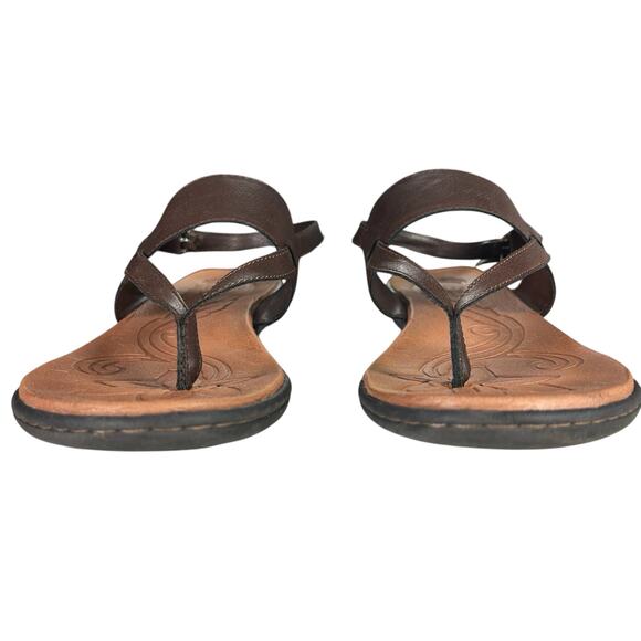 B.O.C Born Sandals Women Size 11 M Brown Faux Leather Buckle Thong Strappy Flat - Picture 5 of 11
